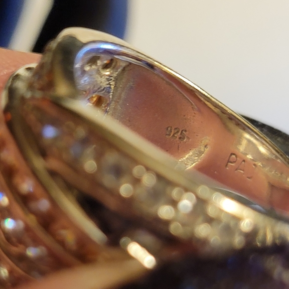 Solid 925 Silver Ring with white and gold cz - Picture 5 of 5